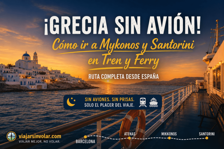 Cómo ir a Mykonos y Santorini sin volar desde España en tren y ferry por las islas Cícladas