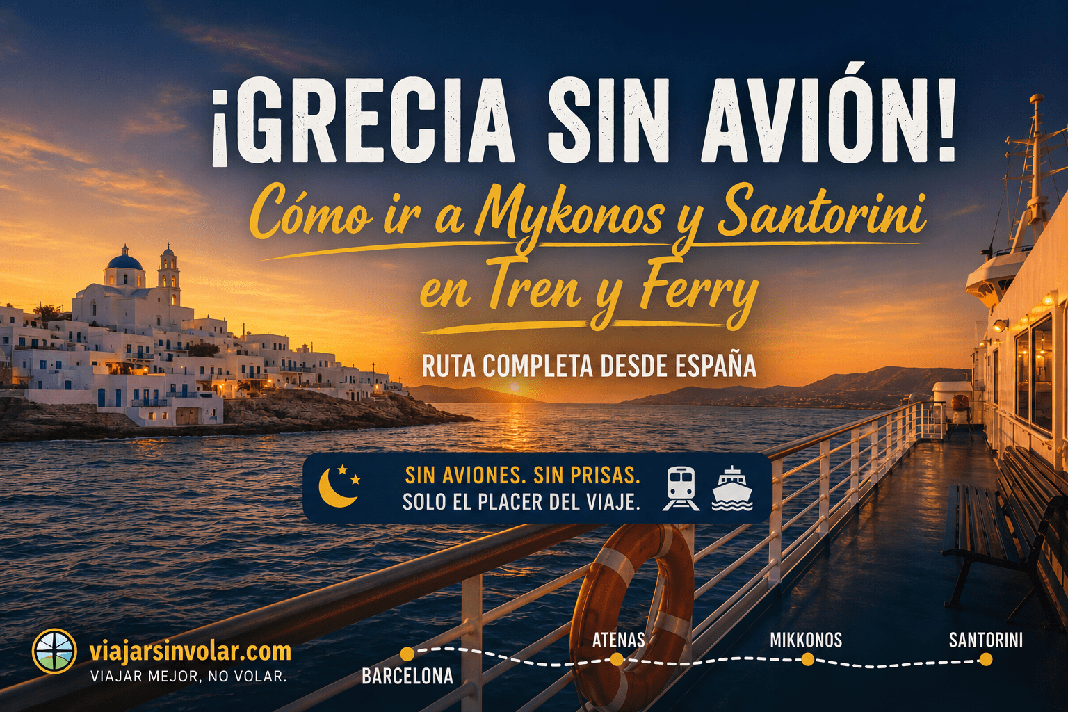 Cómo ir a Mykonos y Santorini sin volar desde España en tren y ferry por las islas Cícladas